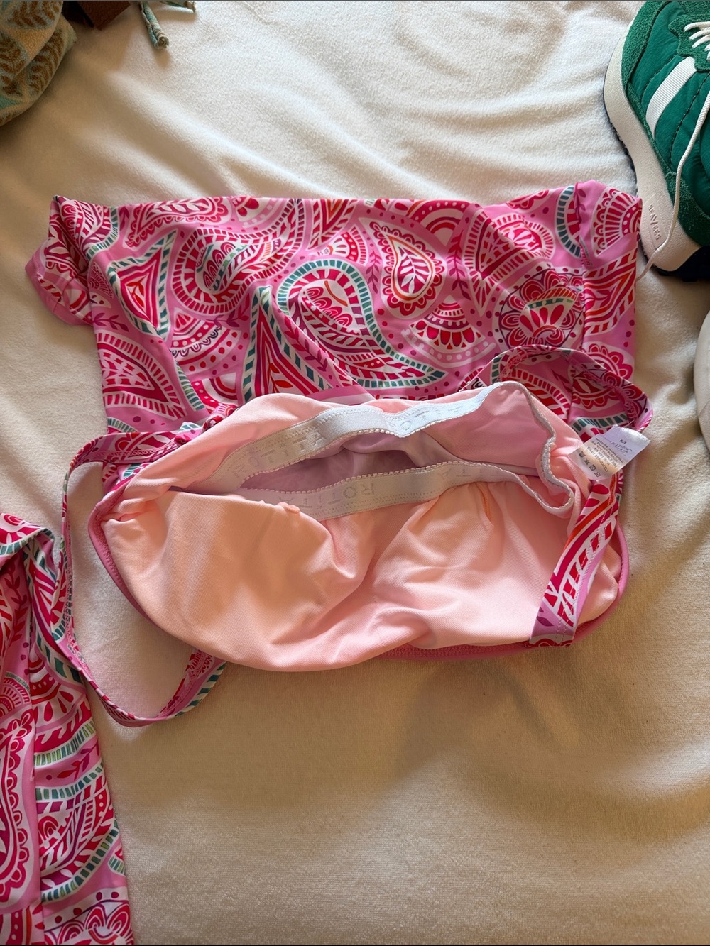 Pink Paisley Bandeau Bikini Top